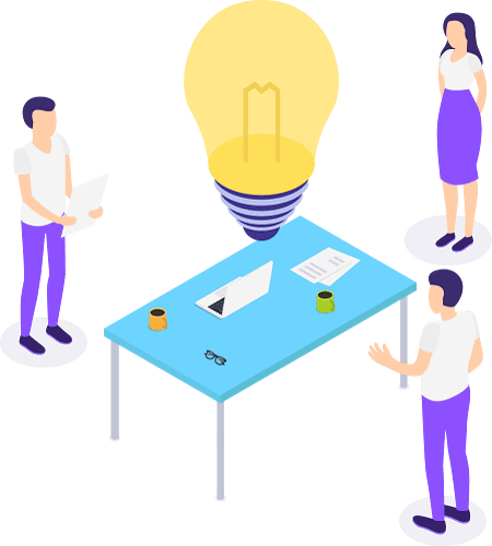 Ilustración isométrica del equipo profesional de traducción teniendo una lluvia de ideas